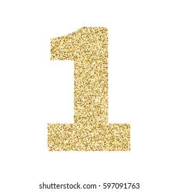 Gold Glitter Alphabet Number 1 Ideal Stock Vector (Royalty Free