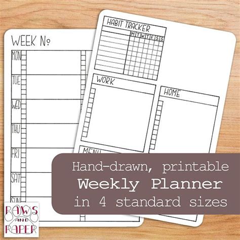 Printable Weekly Planner 2 Pages Weekly Schedule Printable Etsy