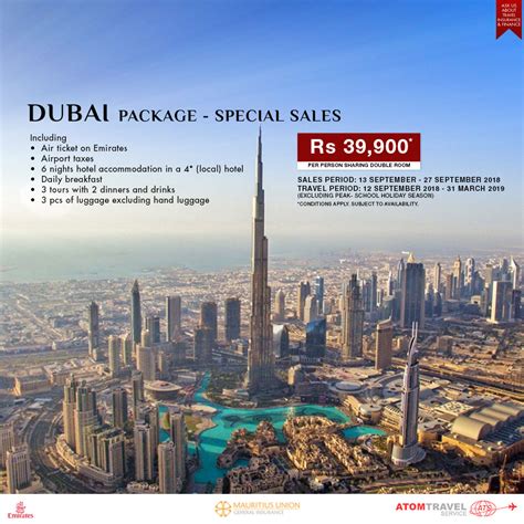 Dubai Package Special Sales September 2018 Atom Travel
