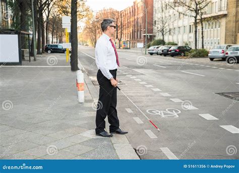 Blind Man Crossing Road Stock Photo Image 51611356