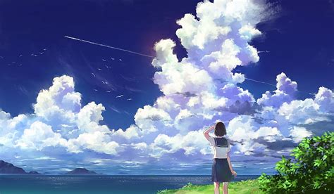 Anime Scenery Sunset Anime School Girl Clouds Artwork Anime Hd