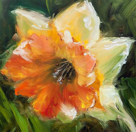Daffodil Painting Narcissus Art Yellow Flower Canvas Artwork Etsy