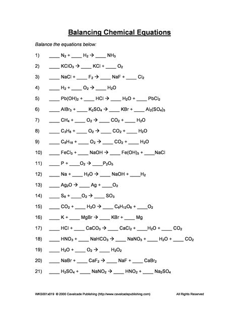 Https://tommynaija.com/worksheet/chemical Equations To Balance Worksheet