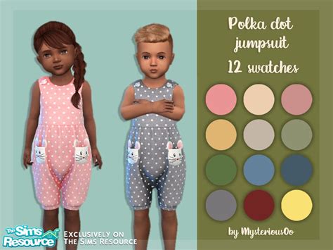 Sims 4 — Polka Dot Jumpsuit By Mysteriousoo — 12 Swatches Base Game