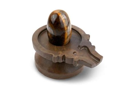 Tiger Eye Lingam With Stone Yoni Base Rudra Centre