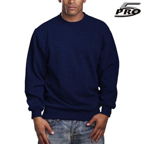 pro 5 men s heavy weight fleece crew neck pullover sweater s to 5xl navy