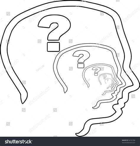 Head With Question Mark Psychology Cognition Stock Vector