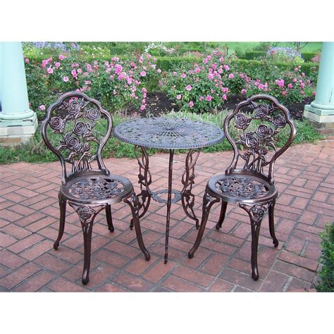 Wrought Iron Rose Patio Set Bistro Table And Chairs 3 Pieces Garden