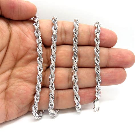 Buy 14k White Gold Solid Diamond Cut Rope 16 26 Inch 6mm Online At So Icy Jewelry