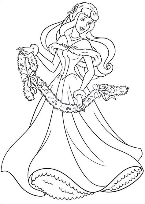 Coloriage a imprimer la belle au bois dormant et sa guirlande de noel