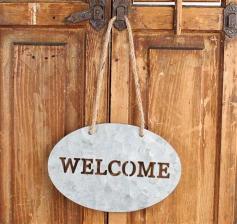 Rustic Galvanized Metal Welcome Sign Home Decor