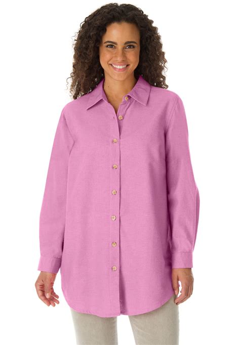 solid color shirt in brushed flannel plus size outfits clothes plus