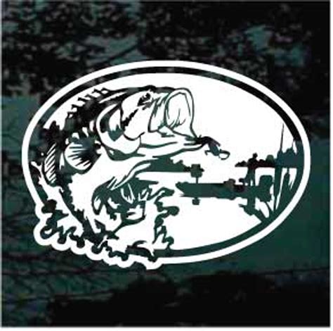 Bass Fishing Scene Oval Car Window Decals And Stickers Decal Junky