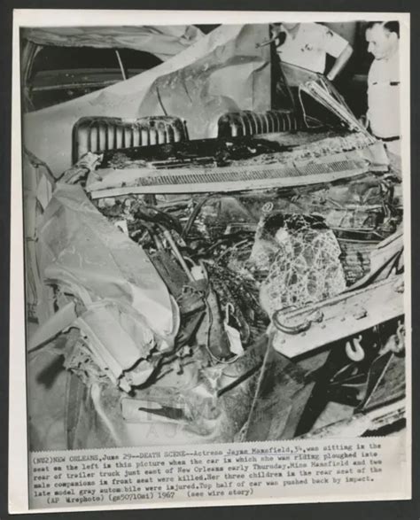 1967 Andcar Wreck Of Jayne Mansfield Poignant Vintage Photo Of Smashed