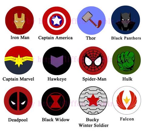 Avengers Buttons Iron Man Captain America Thor Hulk Captain