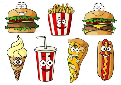 Fast Food Isolated Cartoon Characters By Vectortradition Graphicriver
