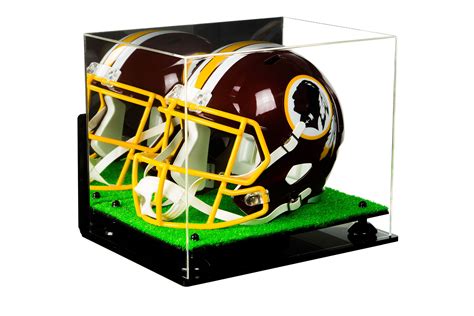 Deluxe Acrylic Football Helmet Display Case With Black Risers Mirror