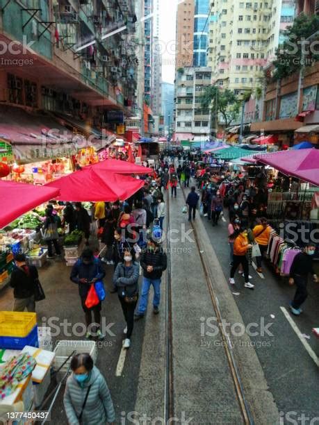 Pemandangan Pasar North Point Yang Ramai Hong Kong Foto Stok Unduh