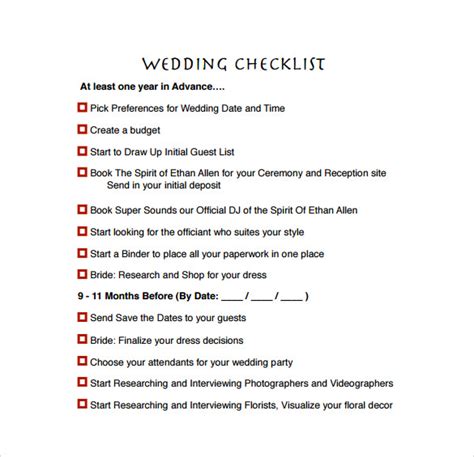 7 Wedding Planning Checklist Samples Sample Templates