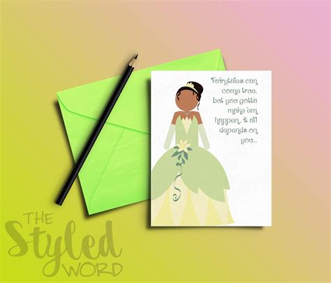 Tiana Greeting Card Princess Card The Princess And The Frog Etsy