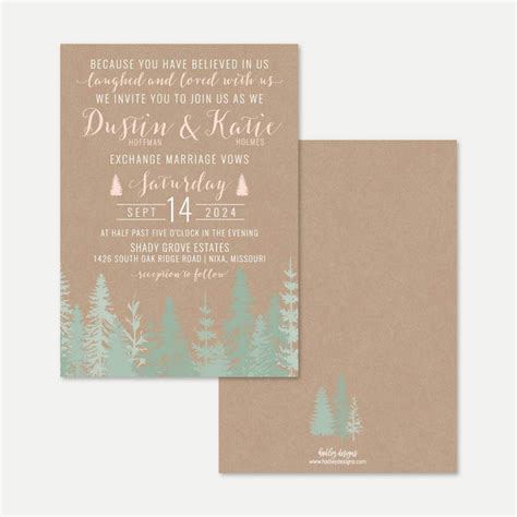 Printable Rustic Pine Tree Outdoor Wedding Invitation Template Hadley