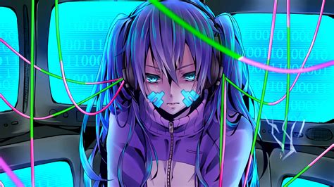 Purple Hair Ene Vocaloid Vocaloid Binary Headphones Wallpapers Hd