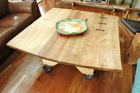For the table top i'm thinking just get a sheet of faced ply, like oak or maple. Curly Maple Slab Custom Dining Table with Sculpted Block Base