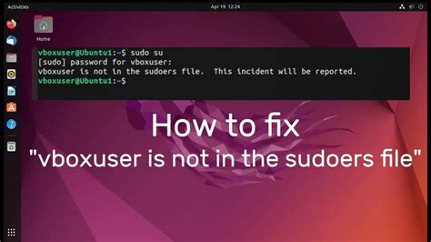 How To Fix User Is Not In Sudoers File Ubuntu Youtube