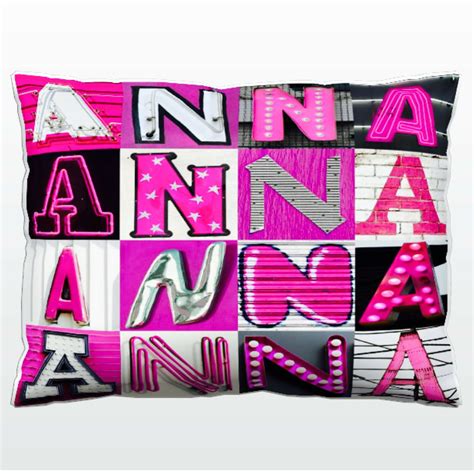 personalized pillow featuring the name anna in photos of pink sign letters ebay in 2022