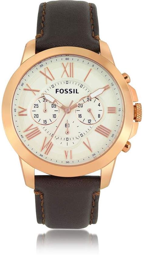 Fossil Grant Chronograph Gold Tone Stainless Steel Case And Brown