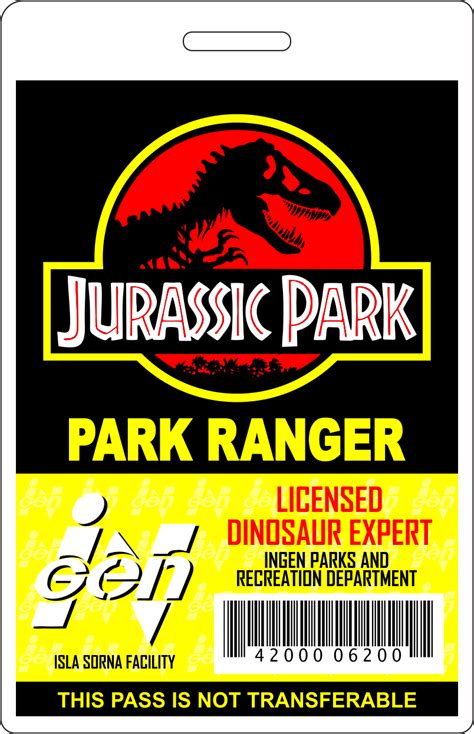 Jurassic Park Badge Printable Free