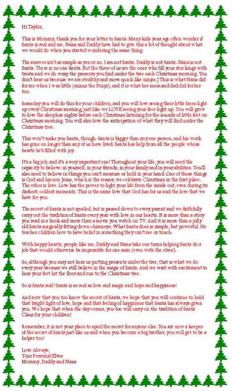 Free Printable Letter Explaining Santa