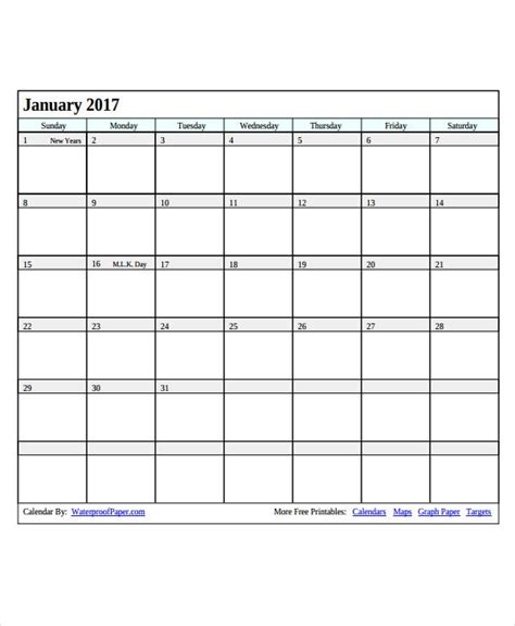Printable Blank Calendar Template 9 Free Word Excel Pdf Documents