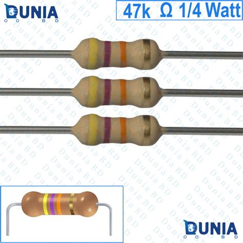 47k Ohm 14 Watt Quarter Watt Resistor ±5 47kΩ 47 Kohms 47000 Ohms