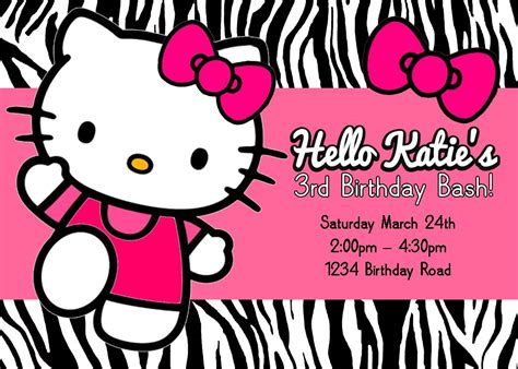 Free Printable Hello Kitty Birthday Party Invitations Template | Drevio
