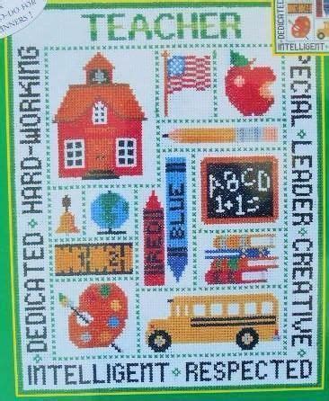 This is a children's craft website and with that in mind the patterns and directions are geared to those learning to pin the fabric and cross stitch with right sides together. Teacher cross stitch on Pinterest | Buses, Teaching and ...