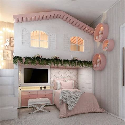 So, here are the ideas to make your room aesthetic yet comfortable. Kid | bedroom | pink | girl | house | tree house | bed ...