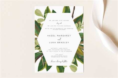 Botanical Wedding Invitation Leaf Invitation Printable Etsy