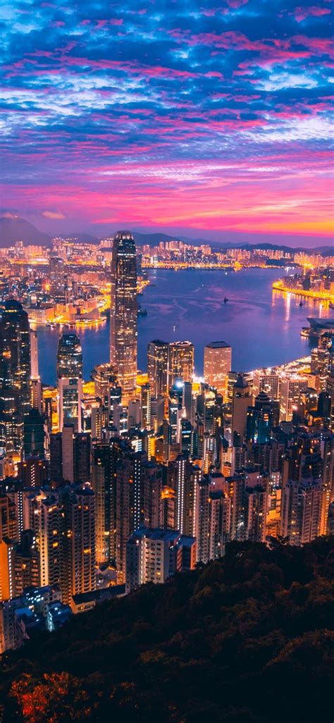 1125x2436 Hong Kong City View Buildings Light Night Iphone Xsiphone 10