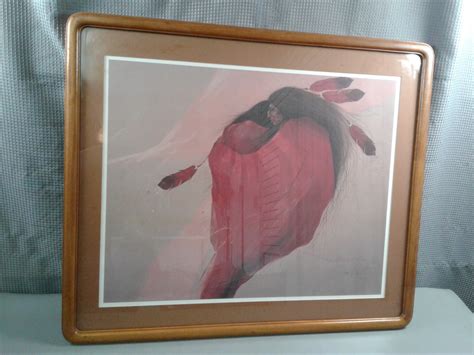 Lot Detail Red Feather In A Salmon Sky By Frank Howell Framed Print