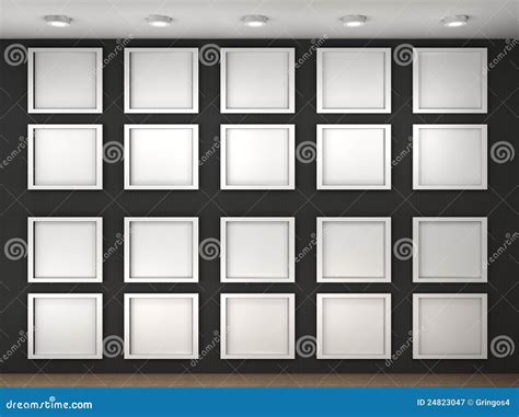 Illustration Of A Empty Museum Wall With Frames Royalty Free Stock
