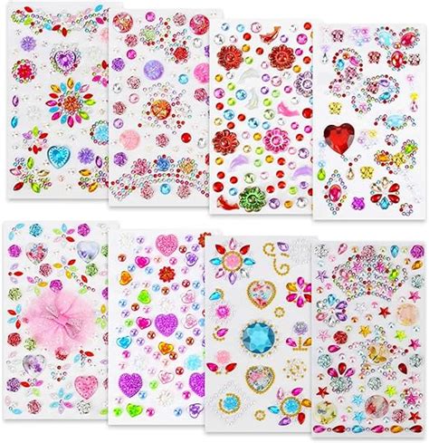 Hifot Self Adhesive Rhinestone Sticker 8 Sheets Craft