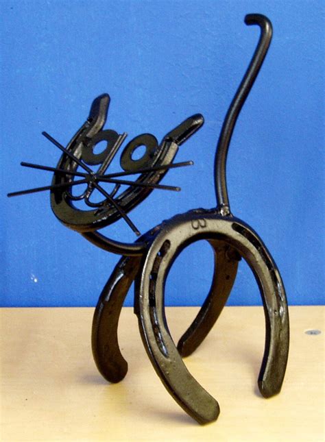 Horseshoe Kitty Genuine Western Decor Sculpture Art Etsy Welding