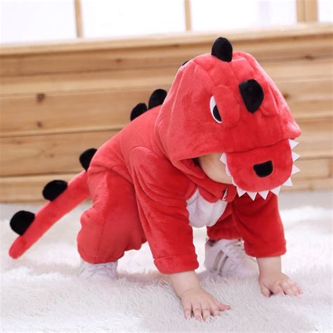 Toddler Red Dinosaur Onesie Pajama Animal Costume For Baby Infant