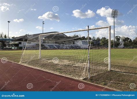 Goal Post And Soccer Field Against Sky Stock Photo Image Of Daylight