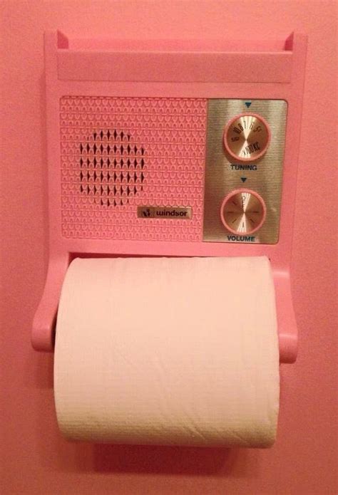 Vintage Pink Toilet Tissue Holder With Radio Pink Toilet Vintage