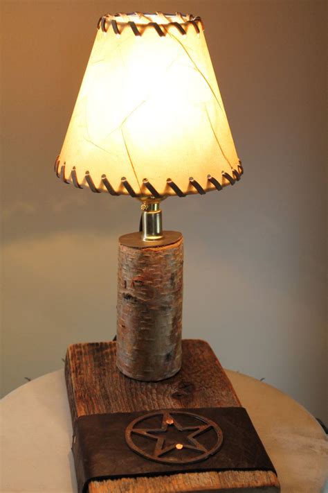 Rustic Nightstand Lamp Reclaimed Rustic Lamp White Birch Etsy
