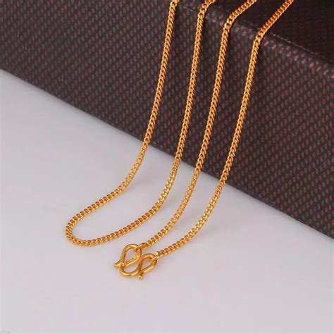 Fine Pure K Yellow Gold Chain Women Curb Link Solid Necklace Inch Inoava Com