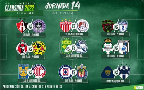 Jornada 14 Dónde ver y horarios de los partidos de la Liga MX 2022