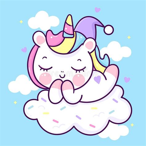 Flat Unicorn Fairy Cartoon Pony Child Vector Magic Sleep Sweet Dream